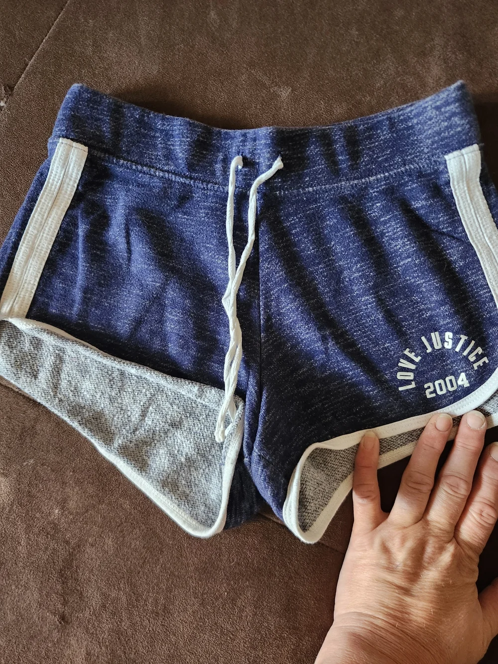 Justice Navy Heather Athletic Shorts with White Trim